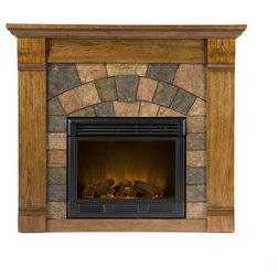 Rustic Indoor Fireplaces Underwood Electric Fireplace, Antiqued Oak