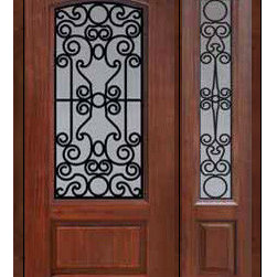 Prehung Side light Door 80 Fiberglass Genoa Arch Lite GBG Glass - Front Doors