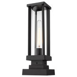 Z-Lite - Glenwood One Light Outdoor Pier Mount, Black - Straight from the elegant and sophisticated Glenwood lighting collection this contemporary outdoor pier mounted fixture is perfectly suited for driveway columns and architectural elements around a patio space. Encased in a rectangular ultra-modern aluminum frame with thin corner columns this lighting piece features a cylindrical clear glass lantern to protect the interior bulb from the elements. In addition it's dark black frame and pedestal base allow this mounted lantern fixture to complement your home's existing landscape design and facade.