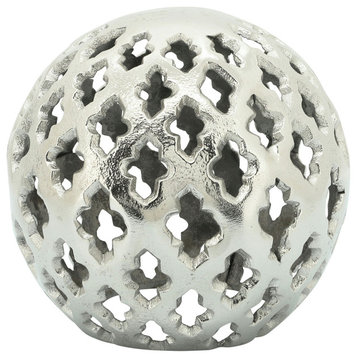 Metal, 8" Cut-out Orb, Silver