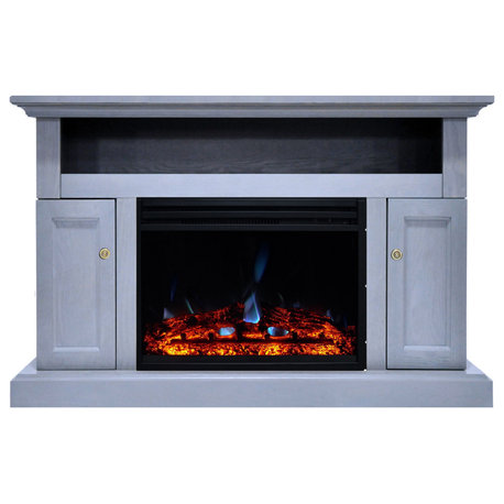 Electric Fireplace Heater With Deep Log Display, Multi-Color Flames, and 47"