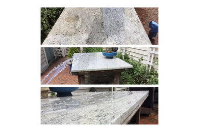 Outdoor Quartzite Table Sealed with HydroShield