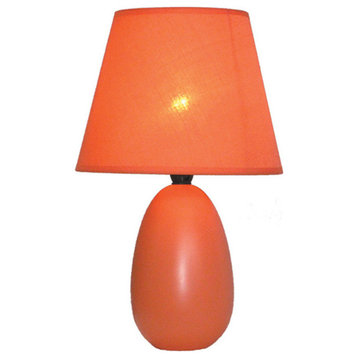 Simple Designs Mini Egg Oval Ceramic Table Lamp, Orange