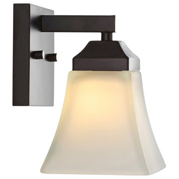 Staunton 1-Light Iron/Glass Modern LED Vanity Light, Oil Rubbed Bronze, 1-Light