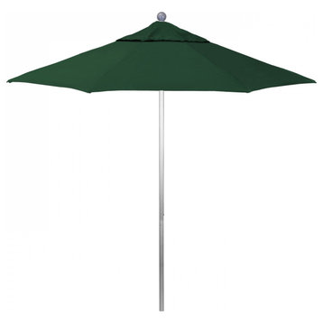 7.5' Patio Umbrella Silver Pole Fiberglass Ribs Push Lift Pacific Premium, Forest Green
