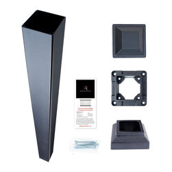 3 in. x 3 in. x 42 in. Black Powder Coated Aluminum Deck Post Kit - Products