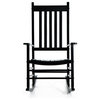 Outsunny Versatile Wooden Indoor / Outdoor High Back Slat Rocking Chair - Black