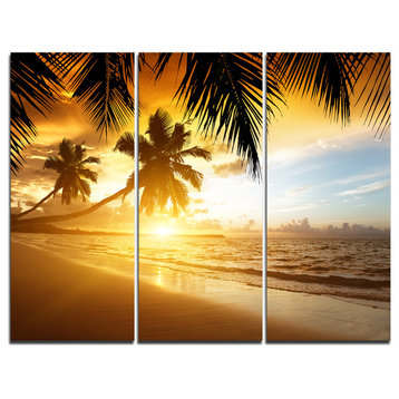"Sunset over Caribbean Sea" Photo Canvas Art Print, 3 Panels, 36"x28"