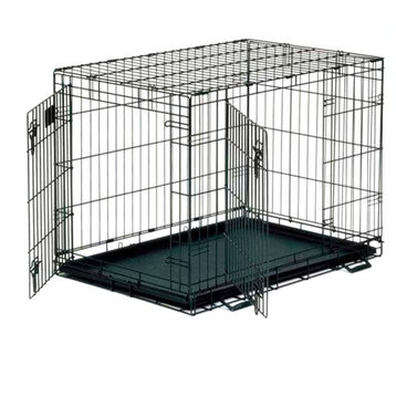 Midwest Life Stages Double Door Dog Crate, Black, 22"x13"x16"