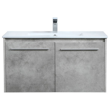 36"  Single Bathroom Floating Vanity, Concrete Gray, Vf44036Cg