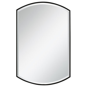Classic Curved Satin Black Wall Mirror 38" Oval Rectangle Vanity Thin Frame