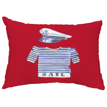 Captain Shirt 14"x20" Nautical Decorative Outdoor Pillow, Red
