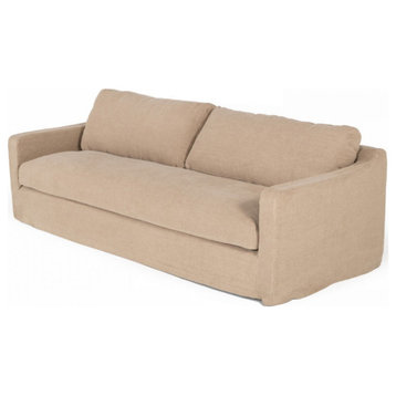 Annibale, Modern Classic Sand Fabric Sofa