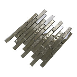 Abolos - Landscape 12"x12" Textured Glass Linear Mosaic Tile,Bronze, Set of 12 - Mosaic Tile