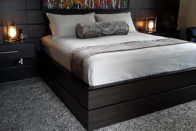 Example of a minimalist bedroom design in Other