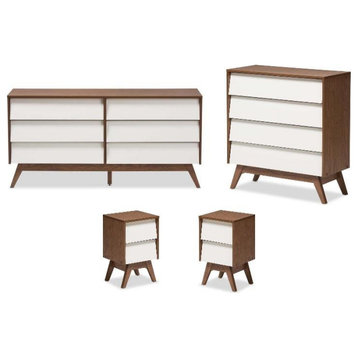 Home Square 4 Piece Set with 4 Drawer Chest 6 Drawer Dresser and 2 Nightstands