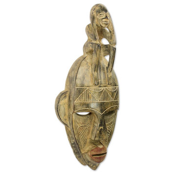 Thinking Mask African Wood Mask