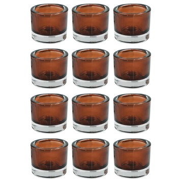 Serene Spaces Living Set of 48 Thick Glass Candle Holder, in 3 Colors, Brown