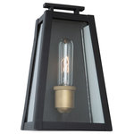 Artcraft Lighting - Charlestown Medium Outdoor 1 Light Wall Light, Black - The "Charlestown" collection exterior lighting features a triangular shape which has a black frame and interior which vintage gold. (This outdoor fixture is backed by our 25 year warranty on corrosion and 5 year warranty on paint defects - please see details)