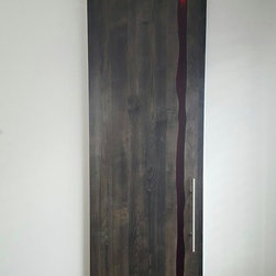 Custom stained Maple and red resin barn door - Furniture