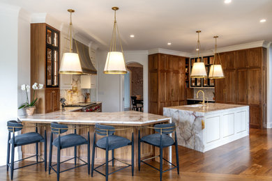 Kitchen - large transitional kitchen idea in Louisville with quartzite countertops