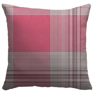 "Pink Tartan Plaid Tweed" Pillow 16"x16"