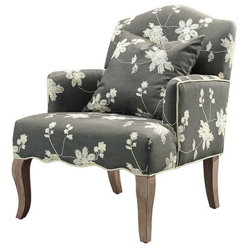 Floral Arm Chair, 28W X 31D X 36H, Gray Wash