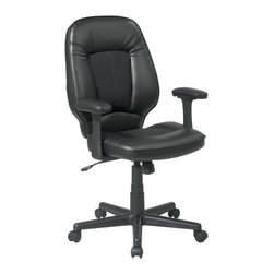 Deluxe Faux High Back Leather Chair with Padded Arms - Office Chairs