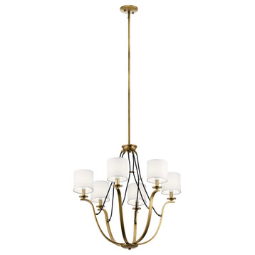 Thisbe 6-Light Traditional Chandelier in Natural Brass