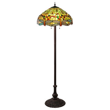 Meyda Lighting 229131 62" High Tiffany Hanginghead Dragonfly Floor Lamp