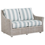 Tommy Bahama - Seabrook Outdoor Love Seat by Tommy Bahama - The Seabrook Outdoor Love Seat by Tommy Bahama features a herringbone pattern of all-weather wicker in blended tones of ivory, taupe, and gray.