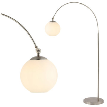 Nora 71" Coastal Vintage Iron LED Floor Lamp, Nickel