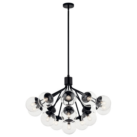 Silvarious Convertible Chandelier, Black Clear, 16 Light Clear