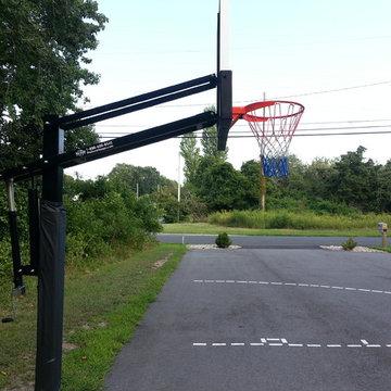 Todd R's Pro Dunk Silver Basketball System on a 113x30 in Cmch, NJ