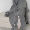 Knitted Pom Throw, Grey