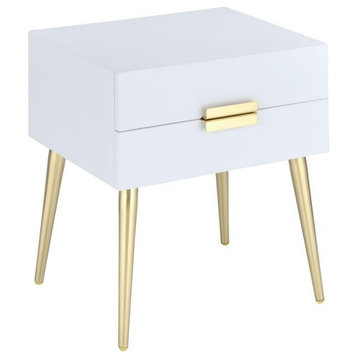 HomeRoots 20" X 16" X 24" White And Gold Metal End Table