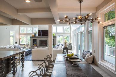 Beach style family room photo in Chicago