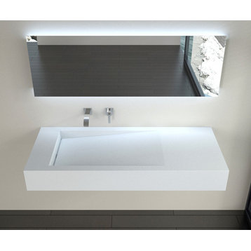 Badeloft Stone Resin Wall-mounted Sink, Glossy White