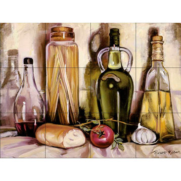 Tile Mural, Pasta And Olive Oil by Theresa Kasun