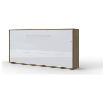 Contempo Horizontal Wall Bed With LED, 35.4"x78.7", white, Oak/White