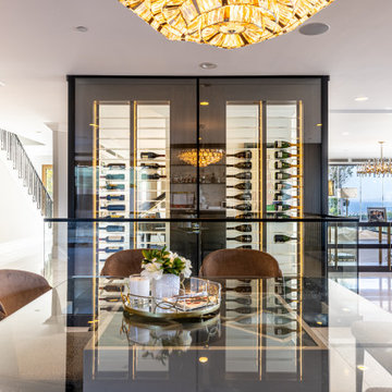 Custom Staircase Glass Wine Cellar & Display Cabinet in Newport Beach