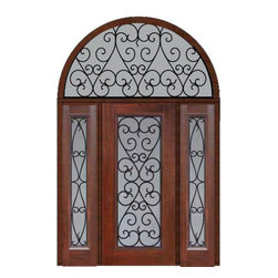Prehung Sidelights-Transom Door 80 Fiberglass Palermo Full Lite - Front Doors