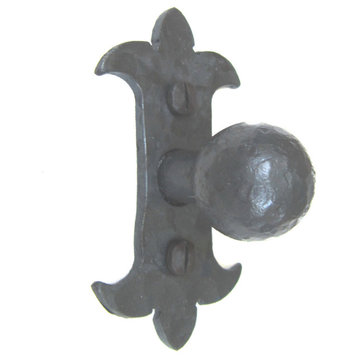 Spanish Revival Fleur De Lis Wrought Iron Cabinet Knob HK7, Black