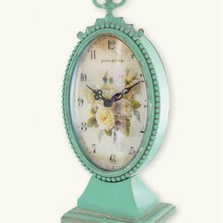 Mint Tea Rose Clock - Desk And Mantel Clocks