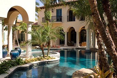 This is an example of a mediterranean pool in Miami.