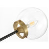 5-Light Sputnik Chandelier With Glass Globe Shades, Black Finish, Clear Glass