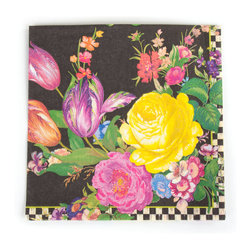 Flower Market Paper Napkins - Dinner - Black | MacKenzie-Childs - Napkins