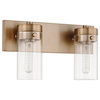 Intersection 2-Light Vanity, Burnished Brass With Clear Glass
