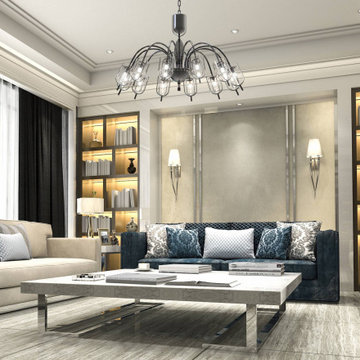 Living Room with Murano Glass Chandelier - www.piumati.com