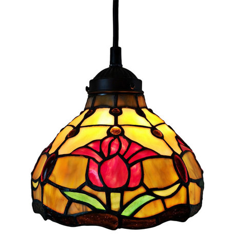 Tiffany Style Tulips Mini Pendant Lamp 8" Wide